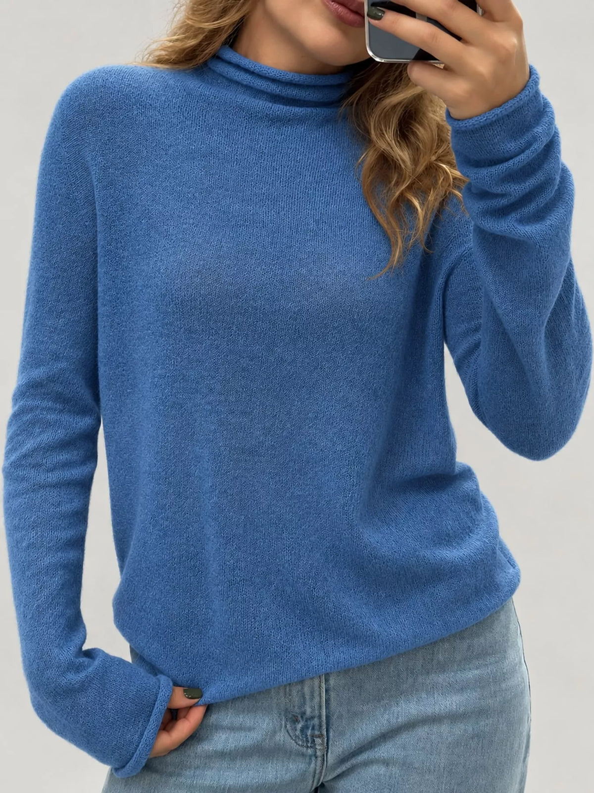 sheer turtleneck knit top | dropsona - neutral - usage example