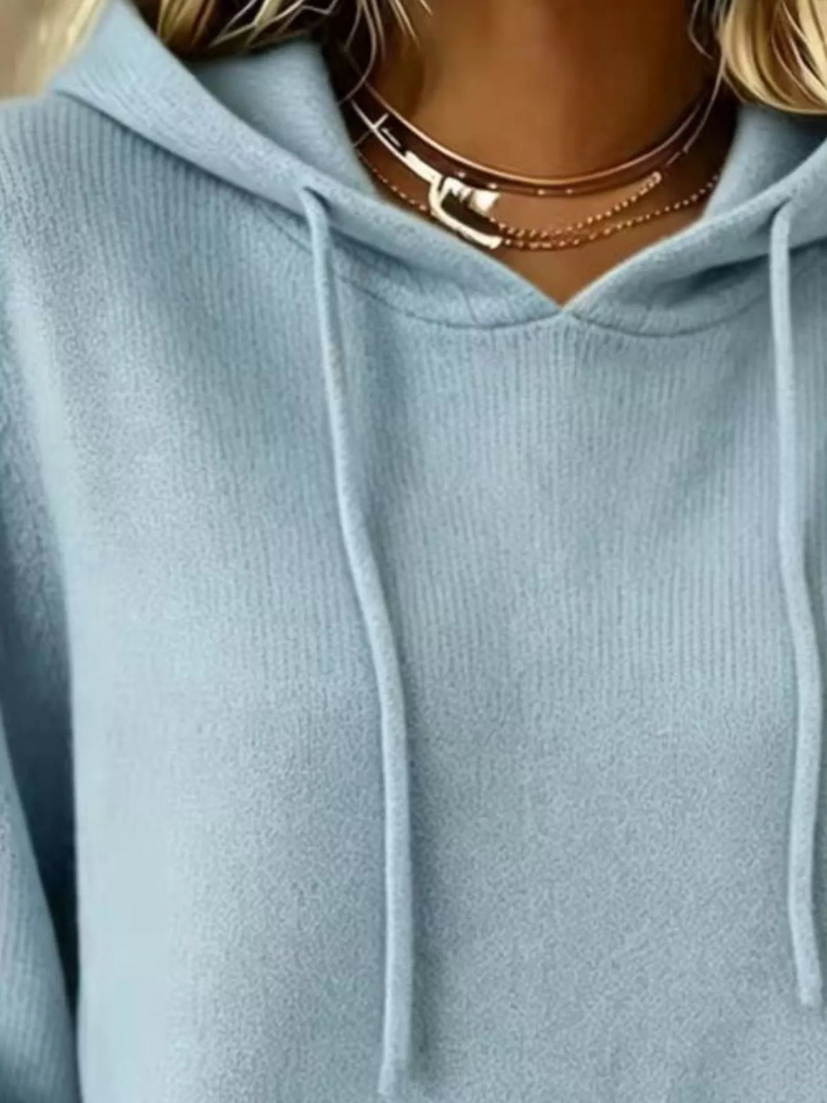 full size drawstring kangaroo pocket hooded sweater | dropsona - neutral - size reference