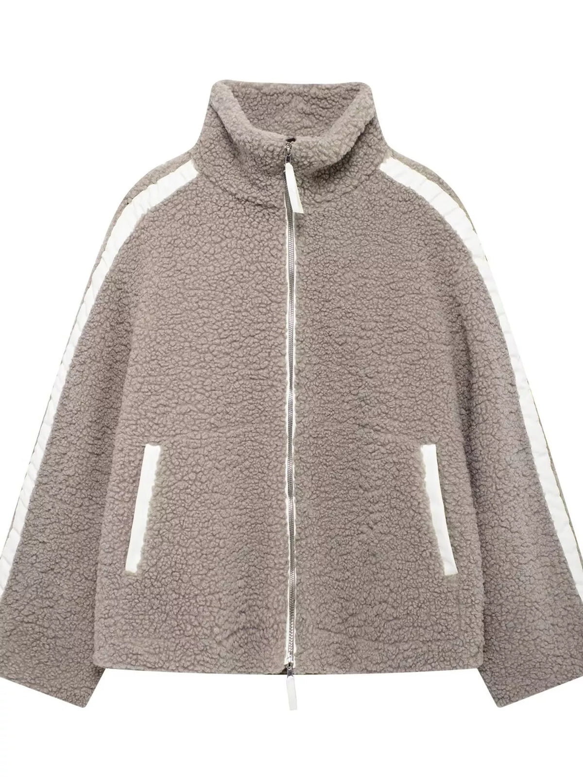 sherpa zip-up outerwear | dropsona - neutral - size reference