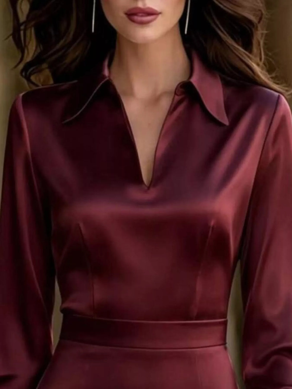 satin lantern sleeve midi dress – basic style | dropsona - neutral - usage example