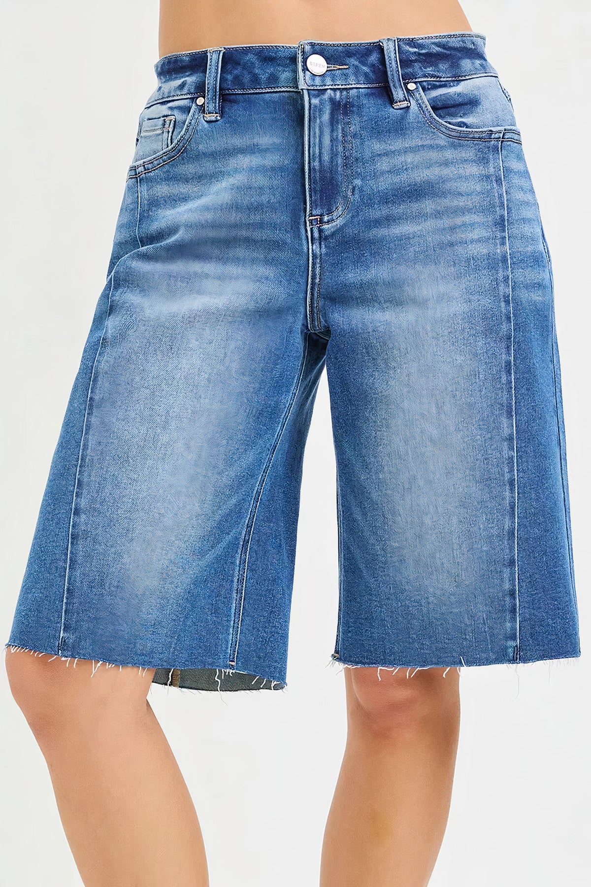 risen raw hem slouchy seamed jorts - everyday wear
