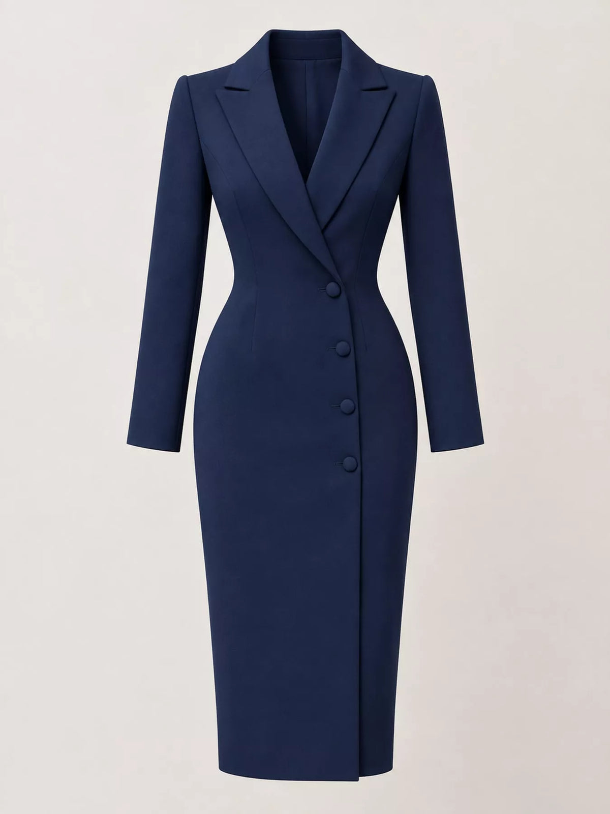 full size elegant single-breasted blazer midi dress | dropsona - neutral - usage example