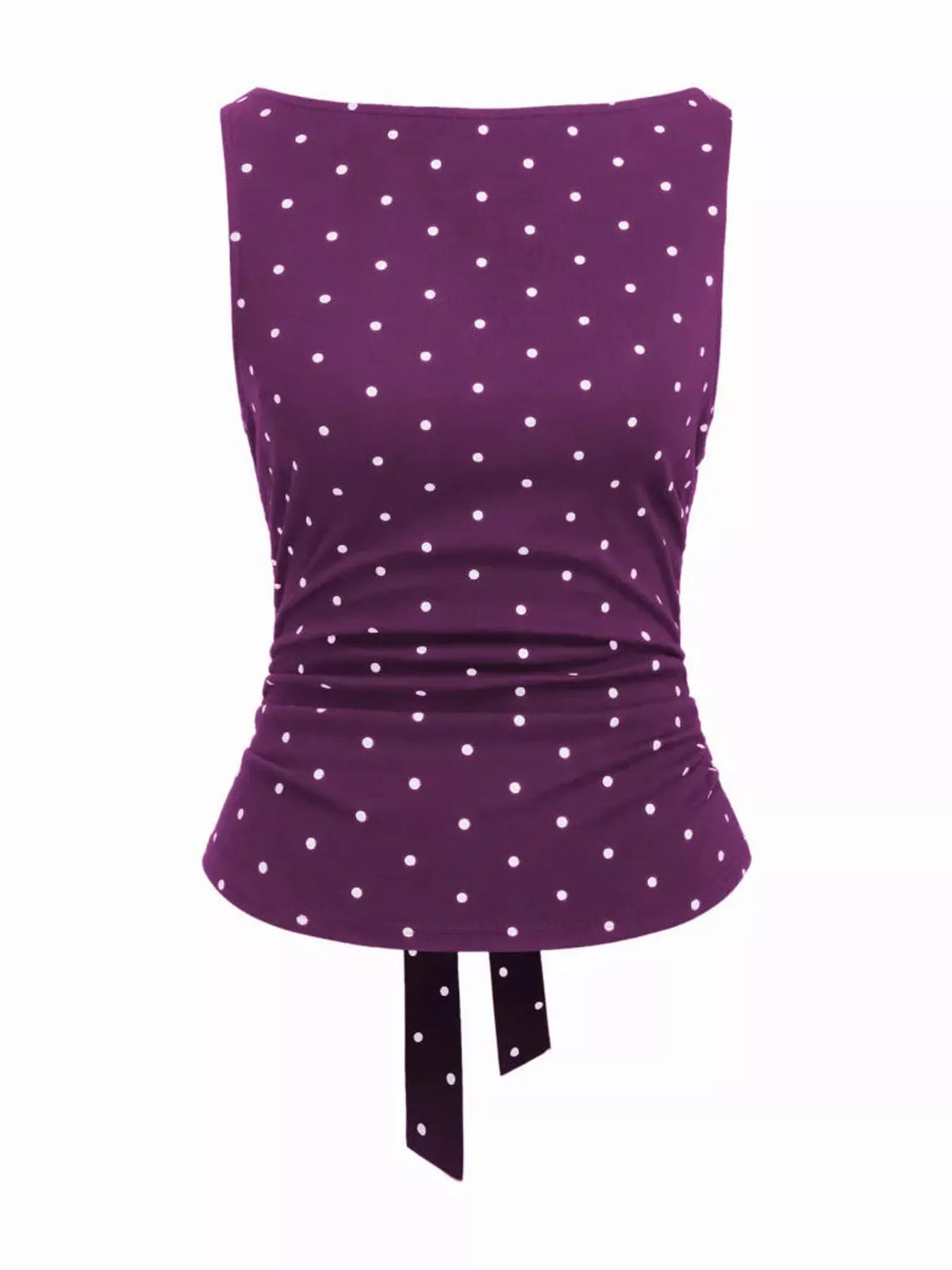 polka dot print sleeveless tank top with tie back | dropsona - neutral - packaging