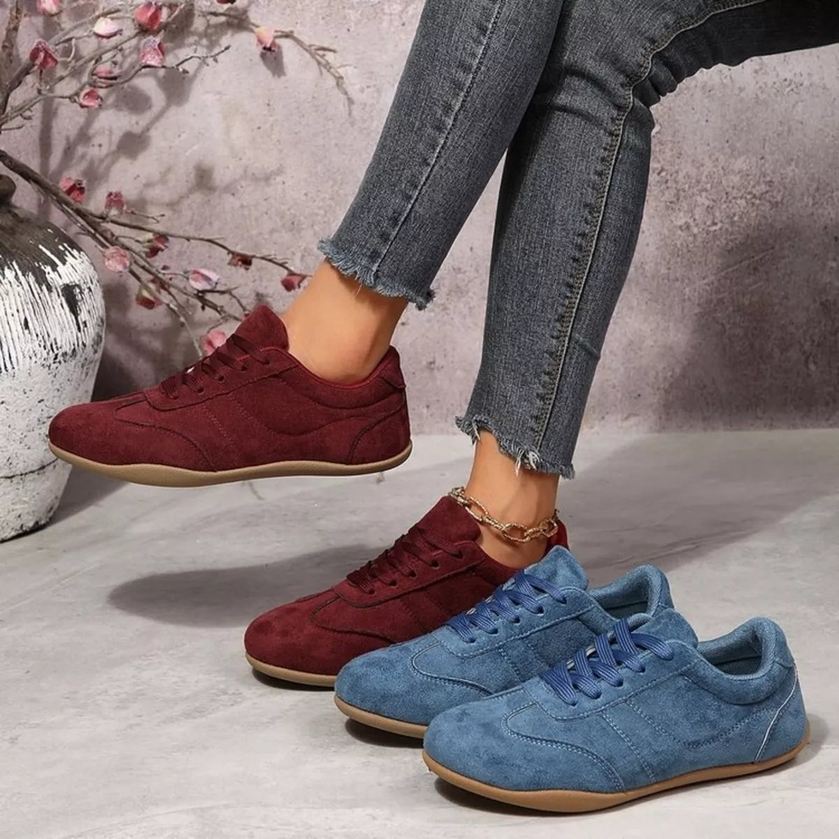 round toe lace up sneakers – classy ballet flats | dropsona - neutral - everyday use