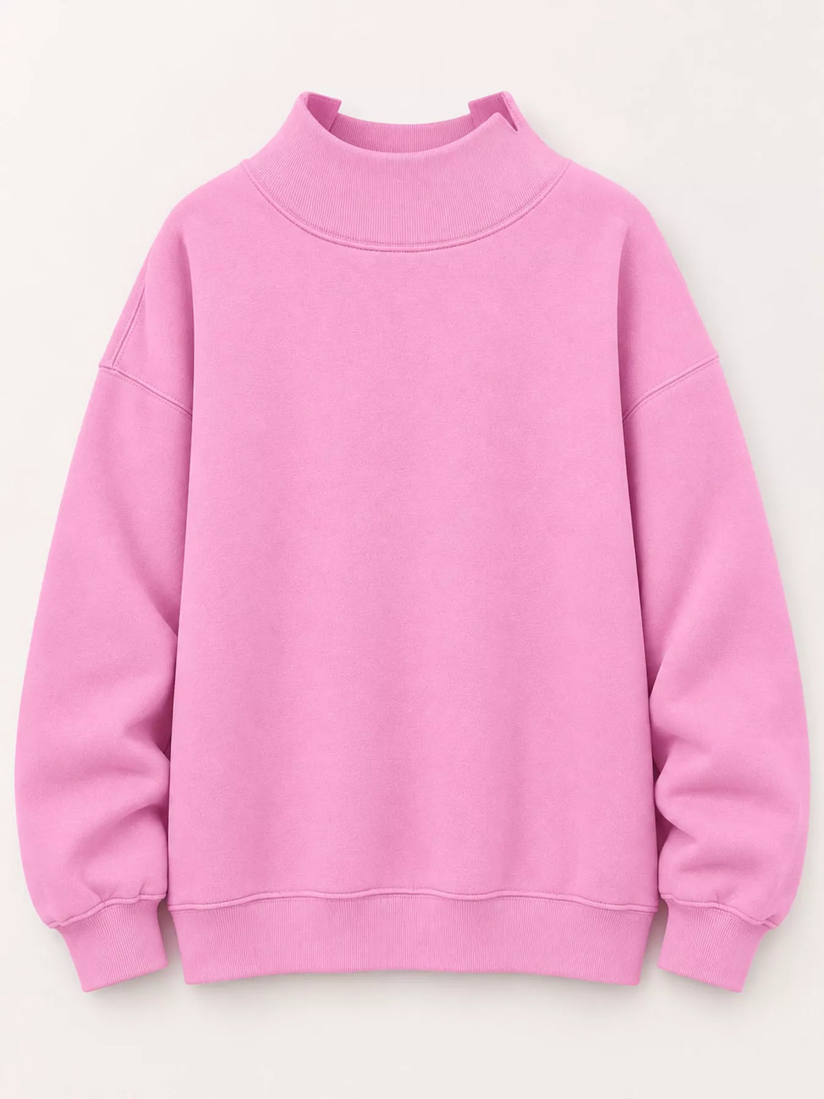 oversized mock neck long sleeve sweatshirt | dropsona - neutral - close-up detail