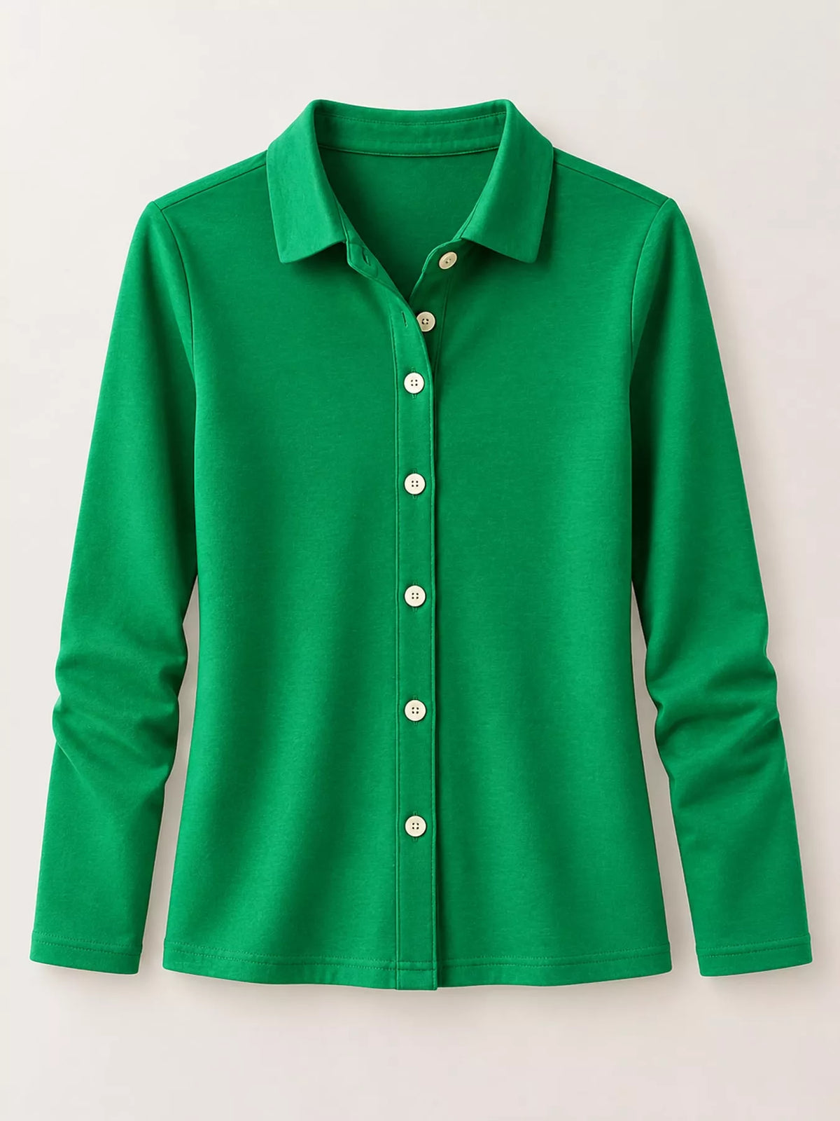 full size button-down long sleeve shirt plus | dropsona - neutral - close-up detail