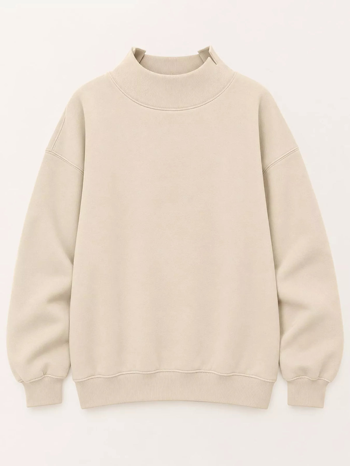 oversized mock neck long sleeve sweatshirt | dropsona - neutral - front view