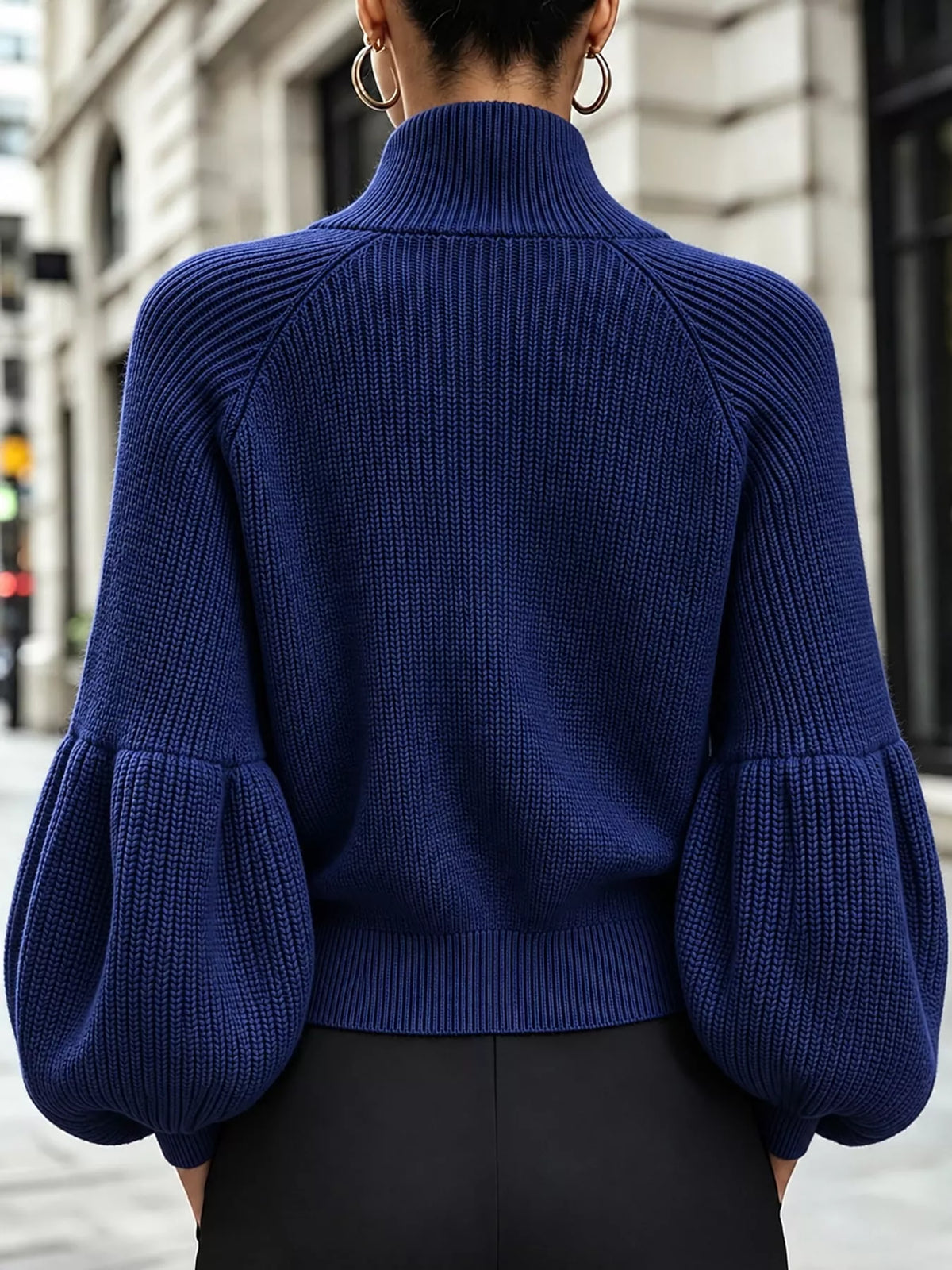 full size elegant ribbed knit zip-up cardigan with | dropsona - neutral - material texture