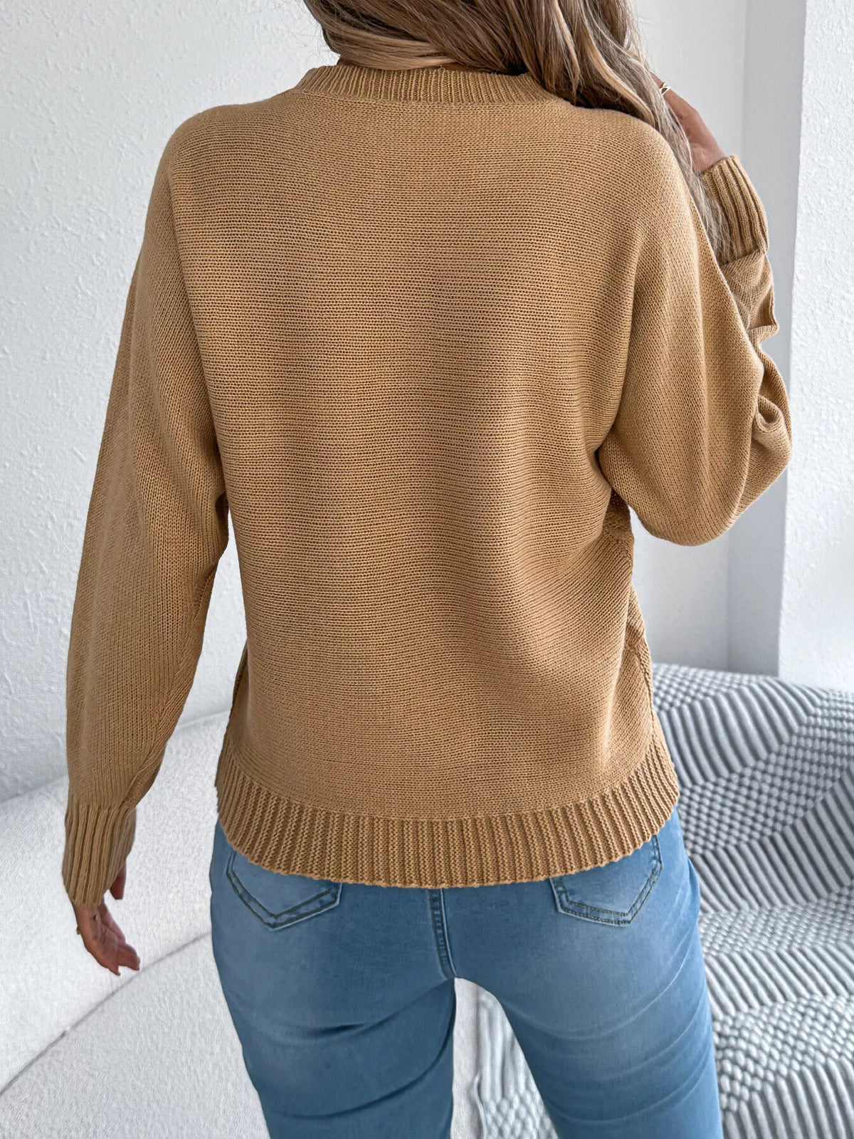 cable knit crew neck sweater – basic style,cable-knit | dropsona - neutral - usage example