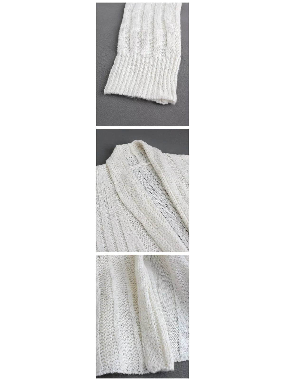 elegant ribbed knit open front flared cardigan | dropsona - neutral - usage example
