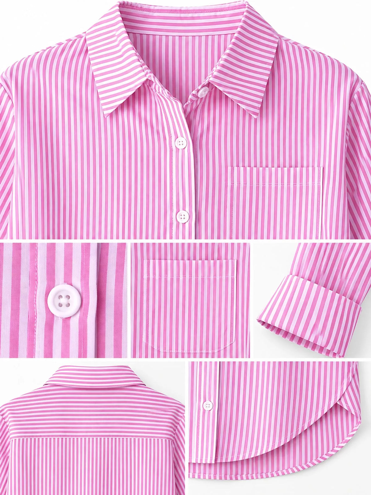 full size striped button-down long sleeve shirt plus | dropsona - neutral - packaging