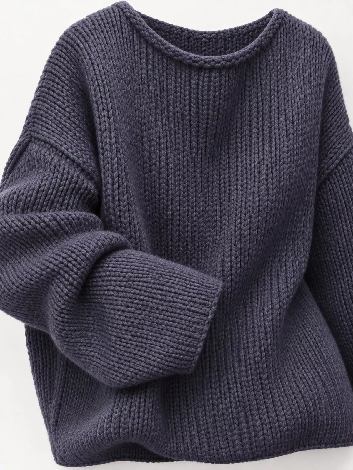 chunky knit dropped shoulder sweater | dropsona - neutral - close-up detail