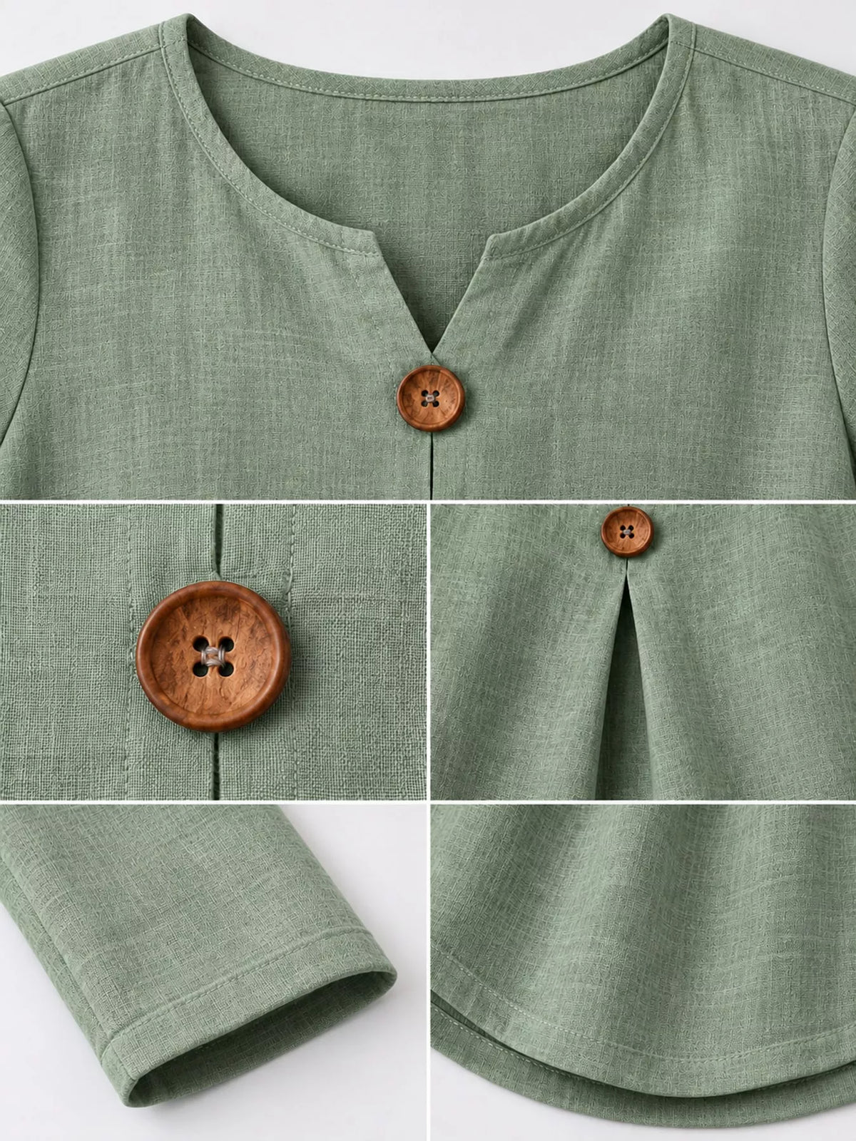 full size long sleeve blouse with decorative wooden | dropsona - neutral - packaging
