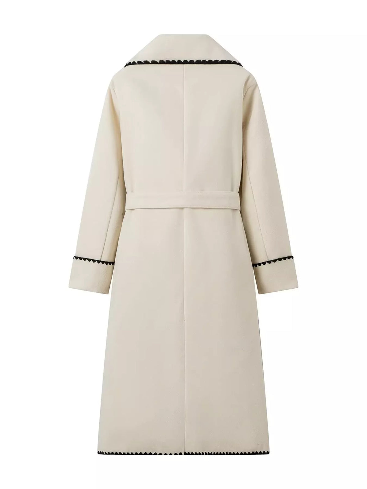 contrast scalloped trim trench coat | dropsona - neutral - usage example