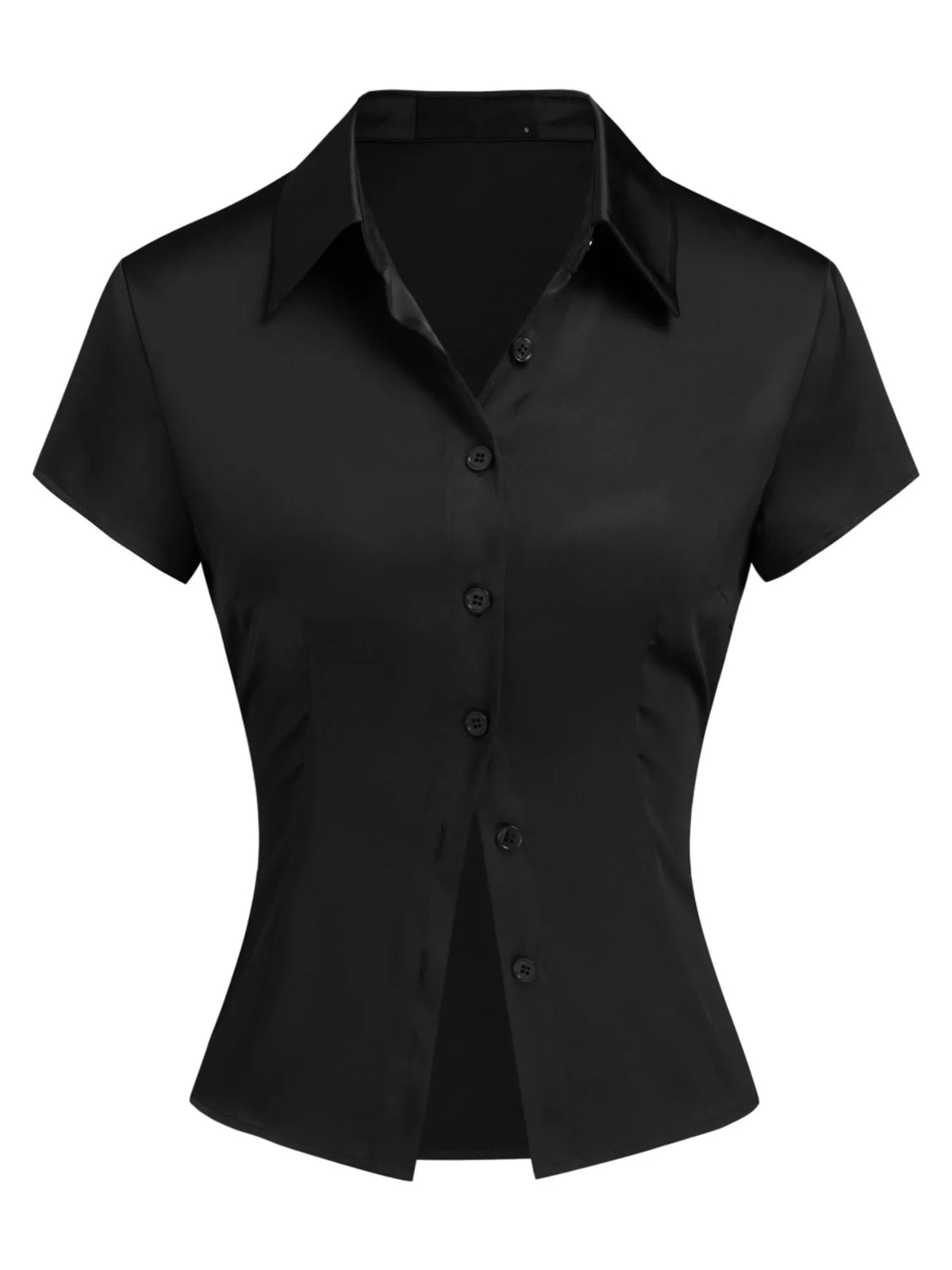 satin short sleeve button-down shirt | dropsona - neutral - close-up detail