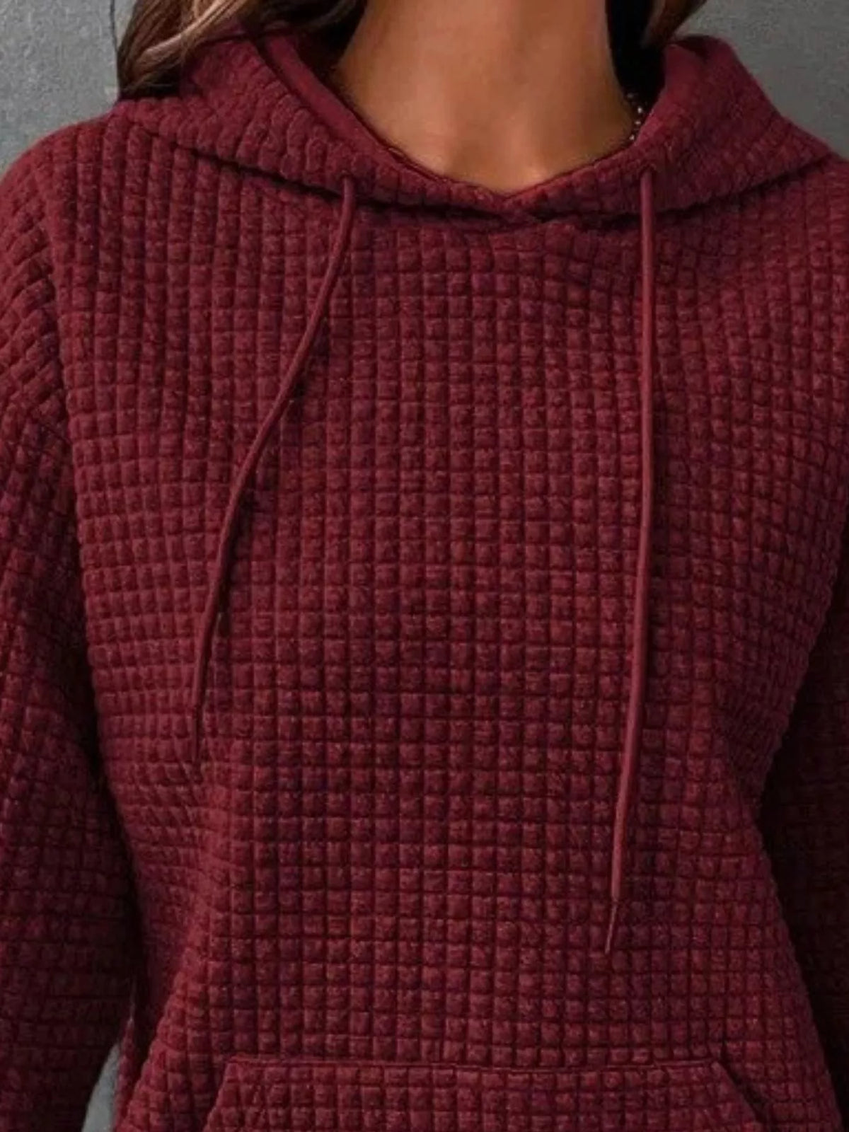 full size textured kangaroo pocket hoodie plus size - material texture