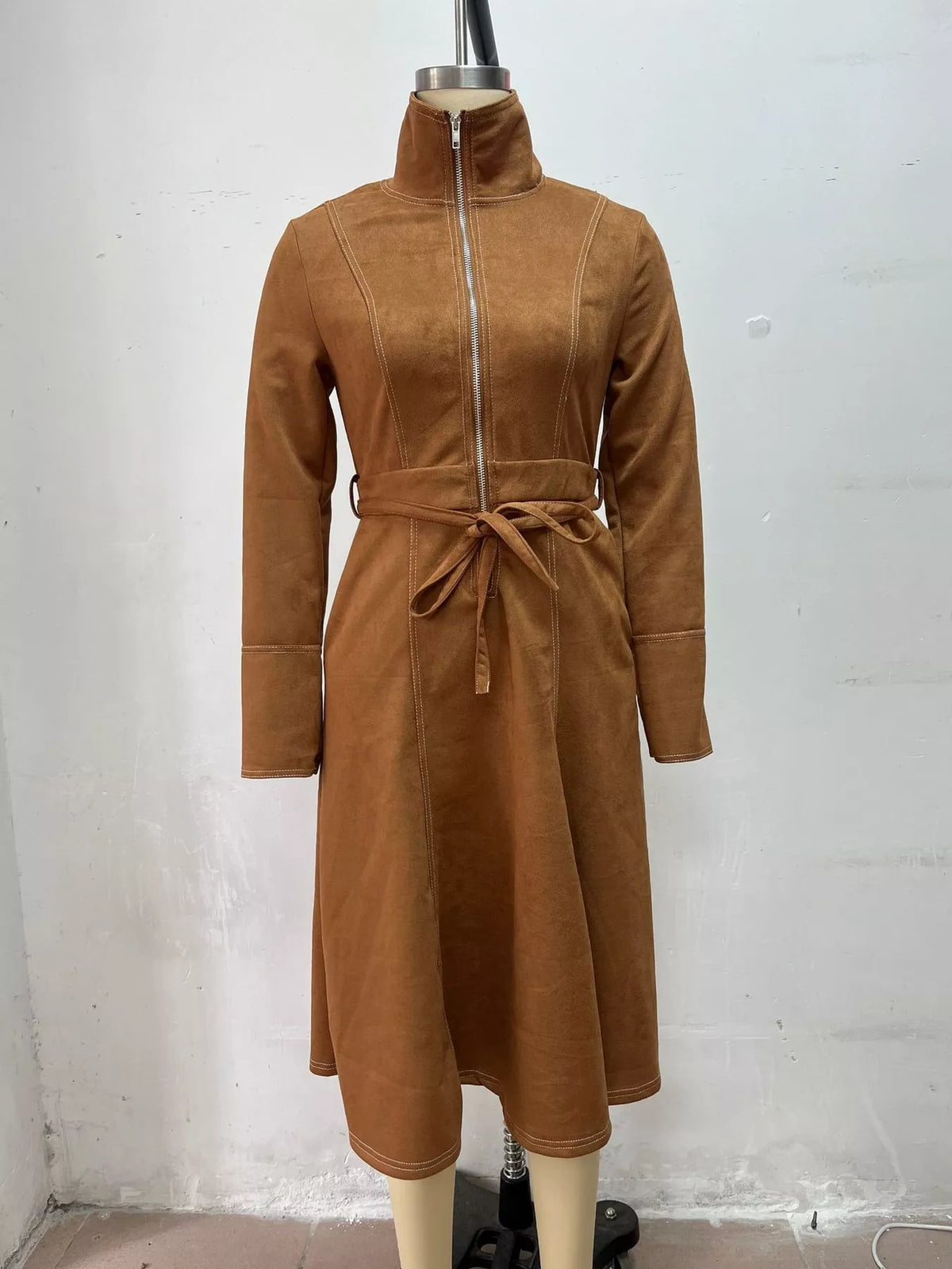 full size zipper front midi dress plus | dropsona - neutral - packaging
