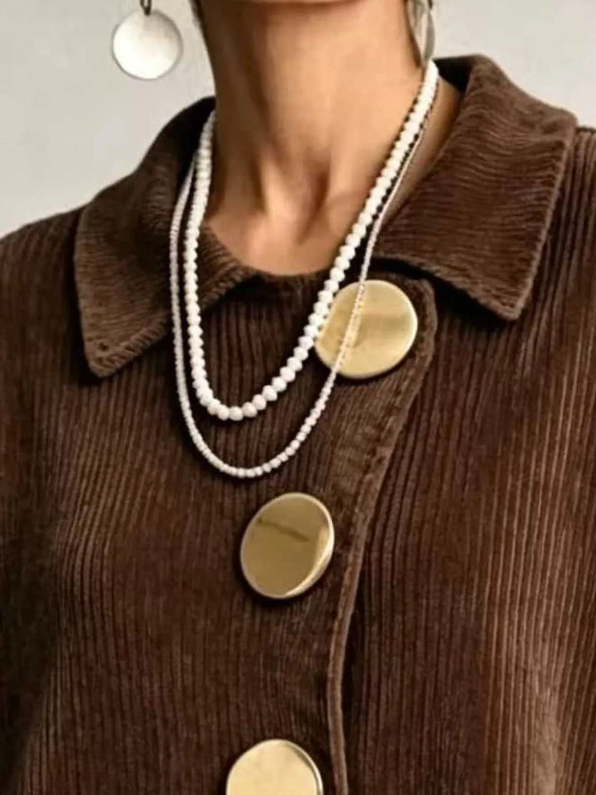 full size ribbed knit gold buttons cardigan plus | dropsona - neutral - size reference