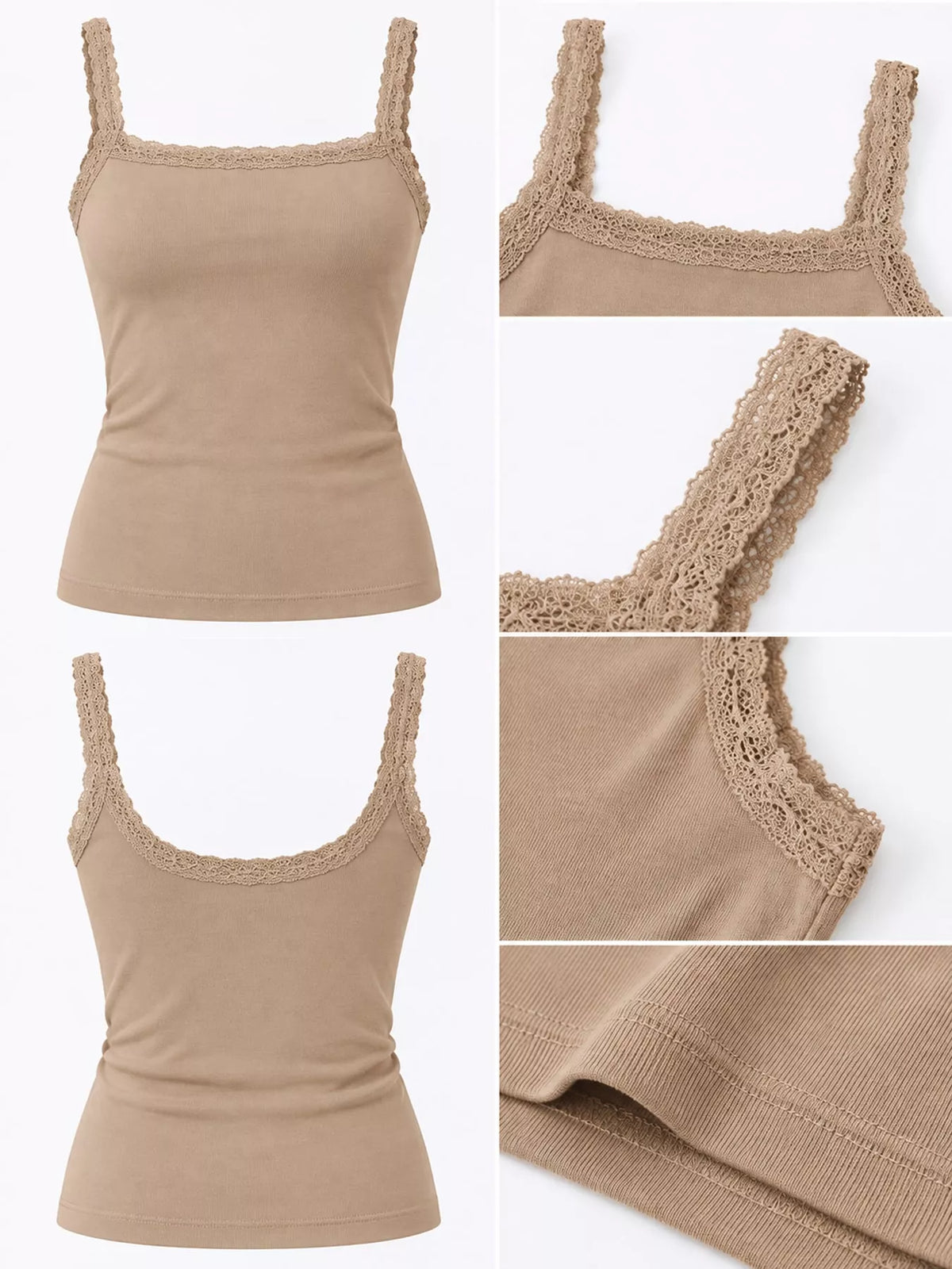 lace detail cami top – detail,ribbed,backless fit | dropsona - neutral - packaging