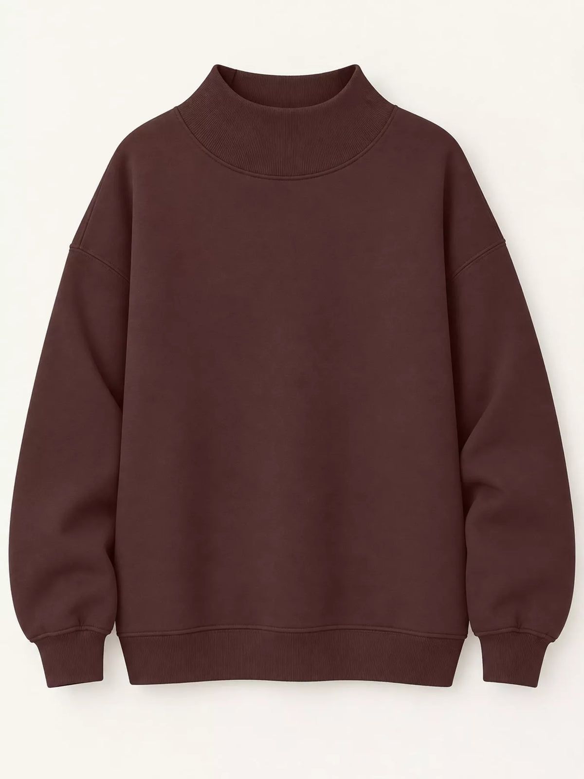 oversized mock neck long sleeve sweatshirt | dropsona - neutral - front view