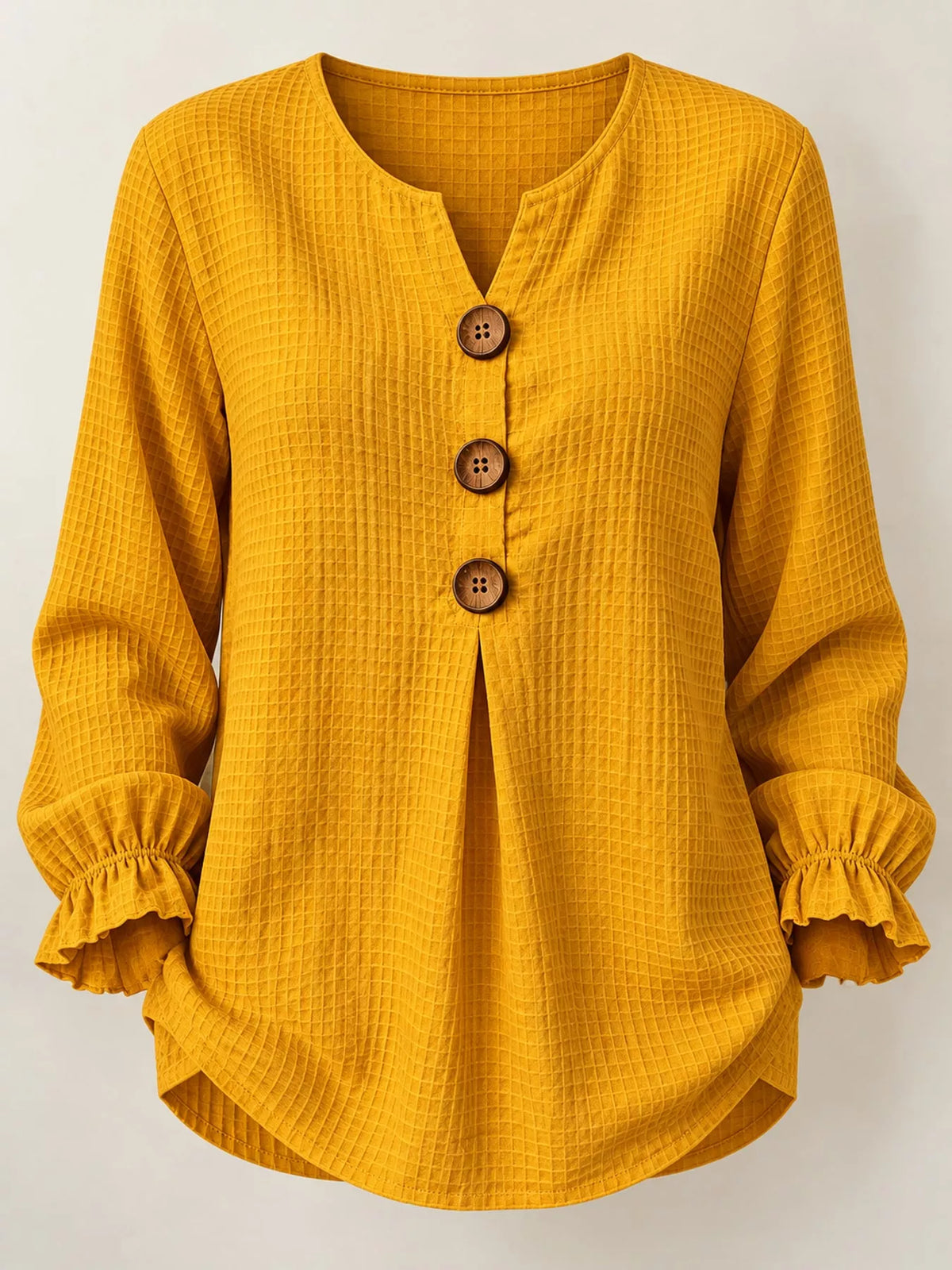 full size waffle knit flounce sleeve blouse plus | dropsona - neutral - usage example