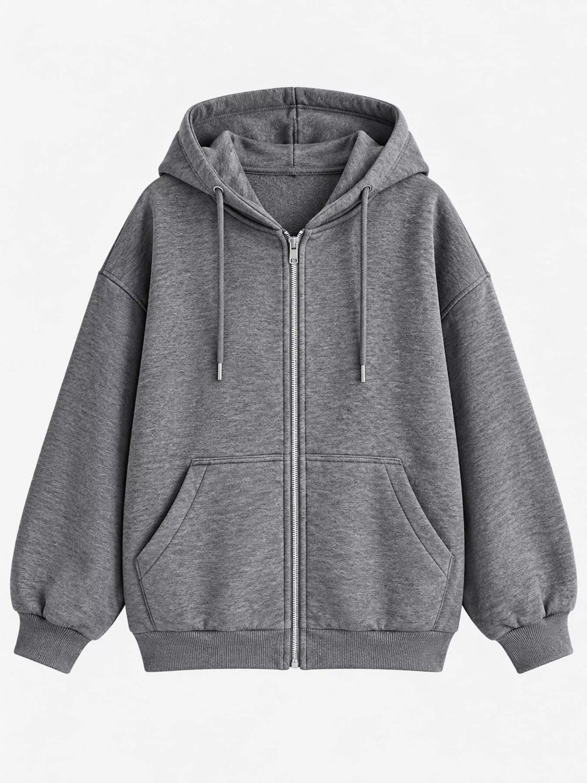 full size oversized zip-up hoodie plus | dropsona - neutral - close-up detail