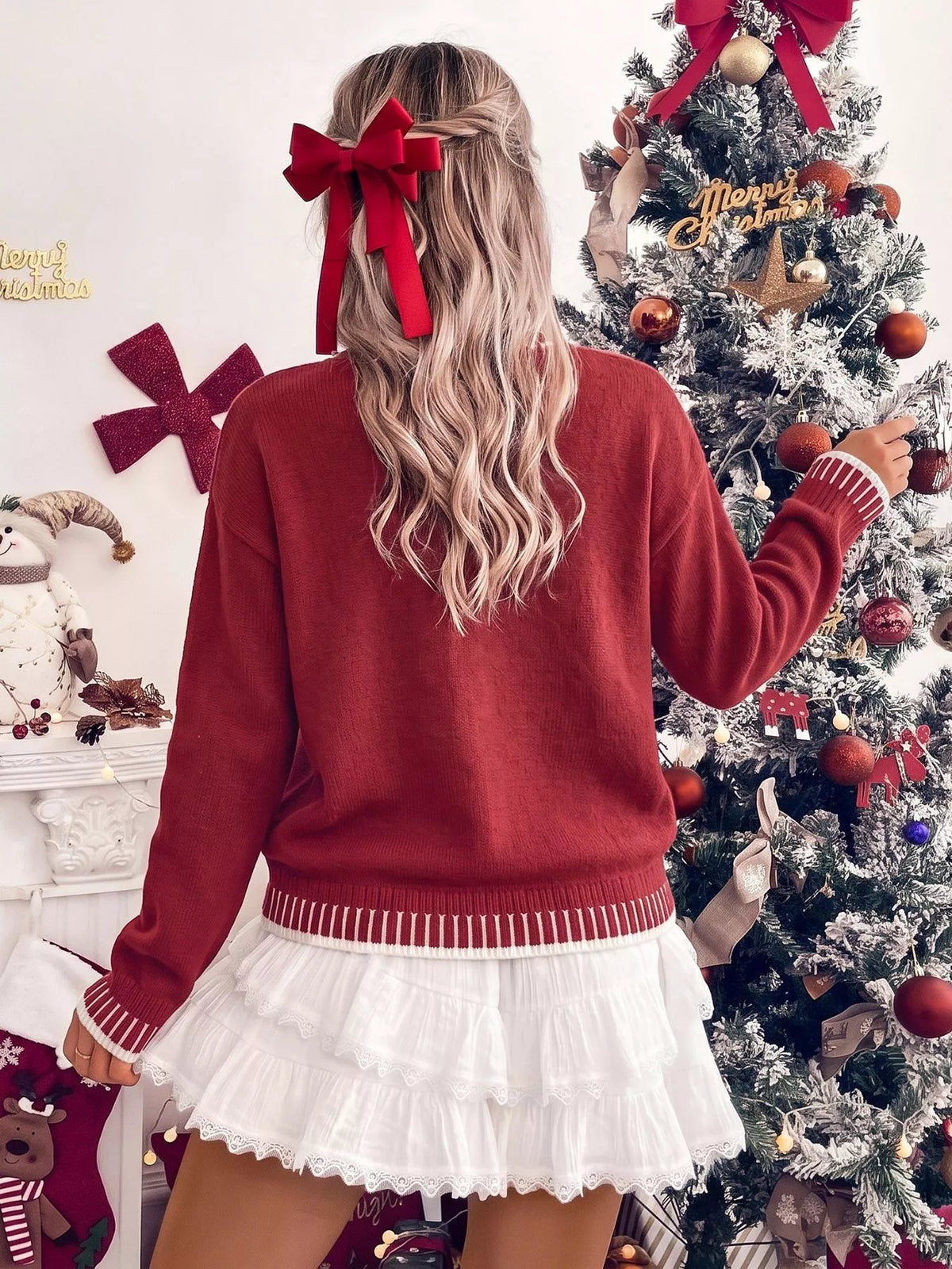 merry letter crew neck sweater – basic style | dropsona - neutral - usage example