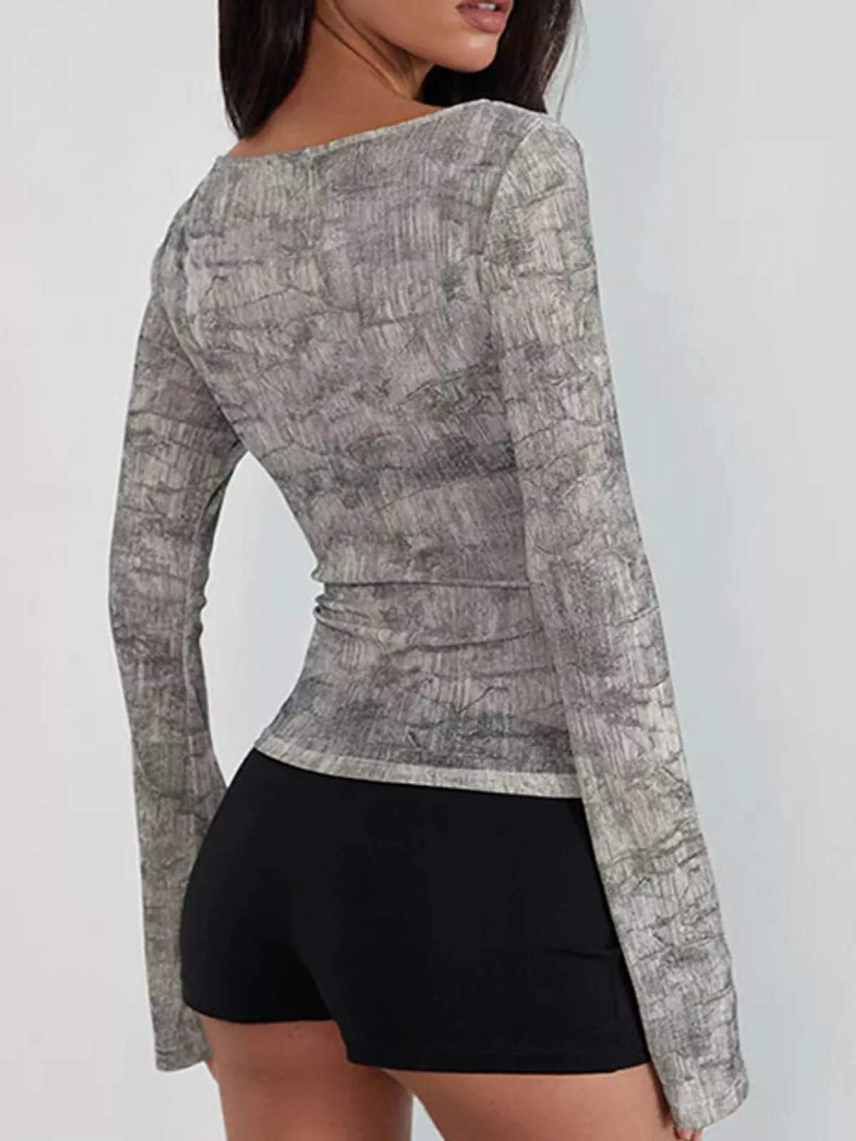 printed long sleeve slim fit t-shirt – basic style | dropsona - neutral - packaging