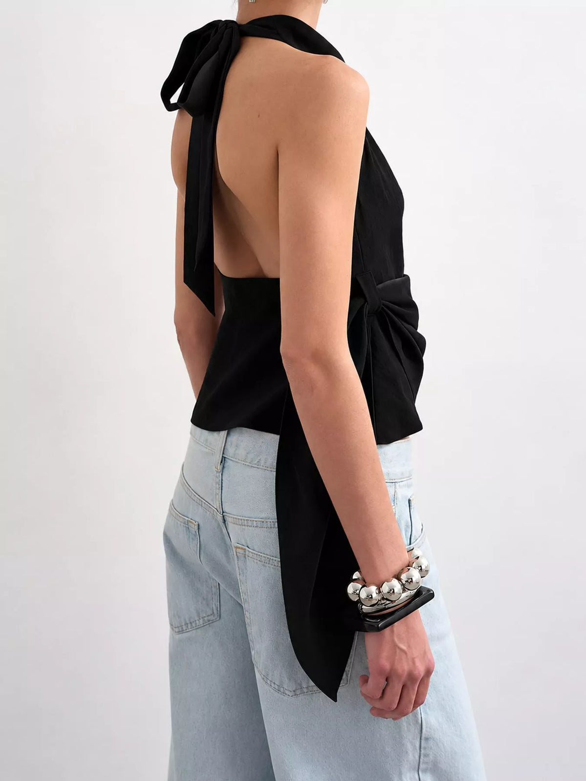elegant halter neck draped tank top | dropsona - neutral - packaging