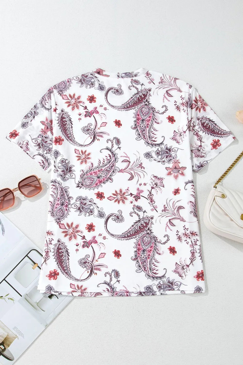 paisley mock neck t shirt - front view
