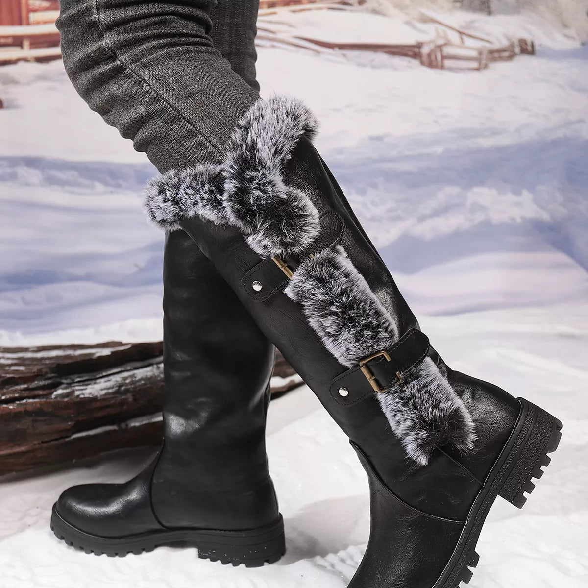 round toe block heel boots – dear monkey | dropsona - neutral - packaging
