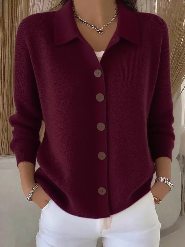 full size collared button-down knit cardigan plus | dropsona - neutral - packaging