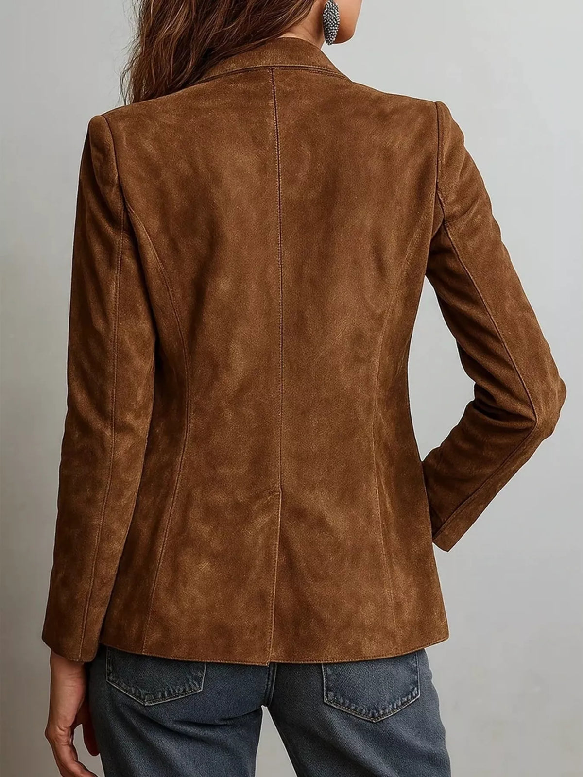 full size lapel collar button up blazer plus | dropsona - neutral - packaging