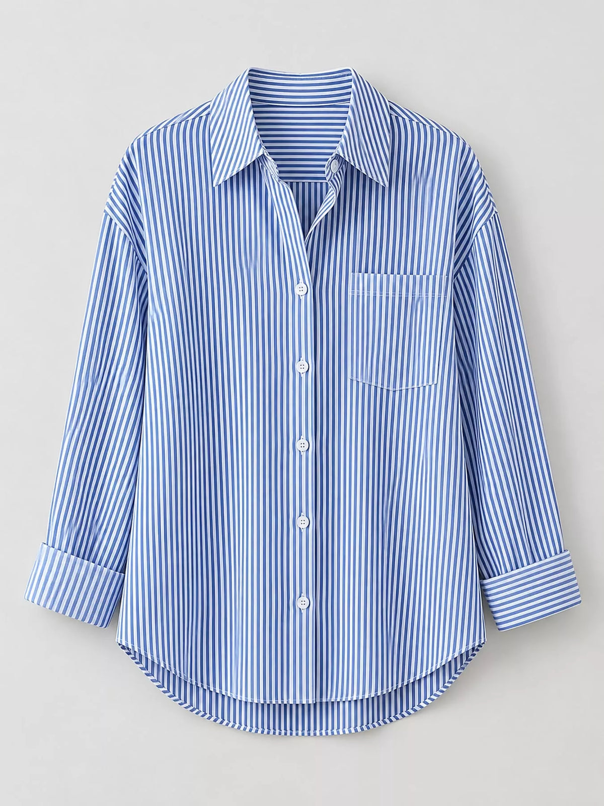 full size striped button-down long sleeve shirt plus | dropsona - neutral - usage example
