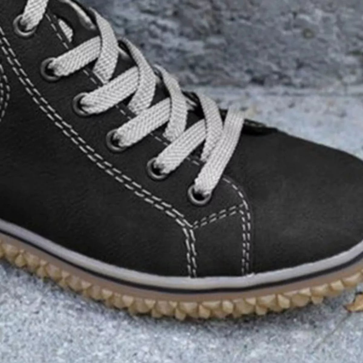 faux suede lace-up ankle boots with warm fleece lining | dropsona - neutral - material texture