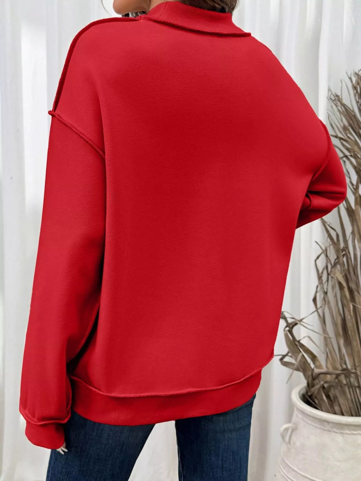 mock neck long sleeve sweatshirt | dropsona polyester 70% - neutral - material texture