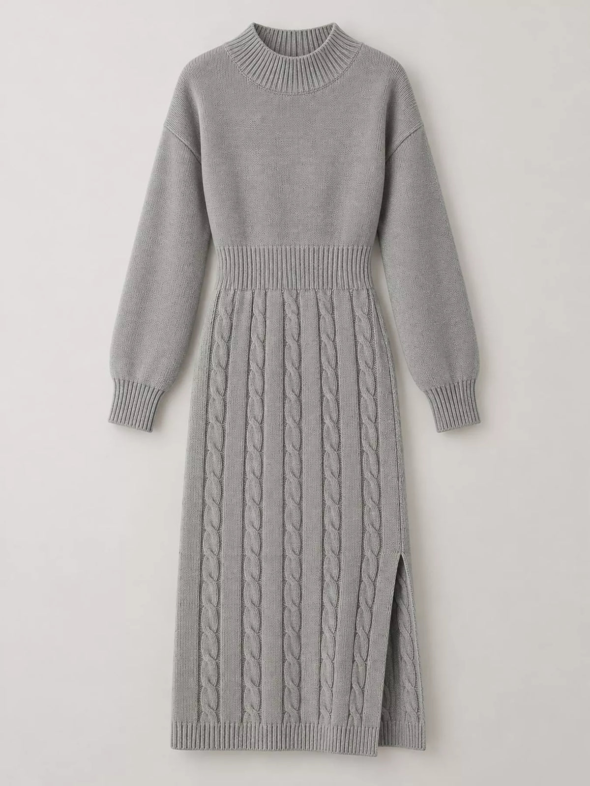 full size mock neck cable knit sweater dress with | dropsona - neutral - packaging