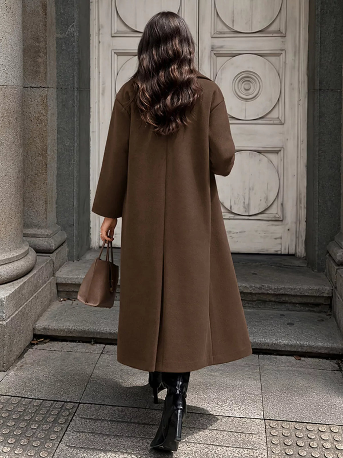 double-breasted longline coat – basic style | dropsona - neutral - size reference