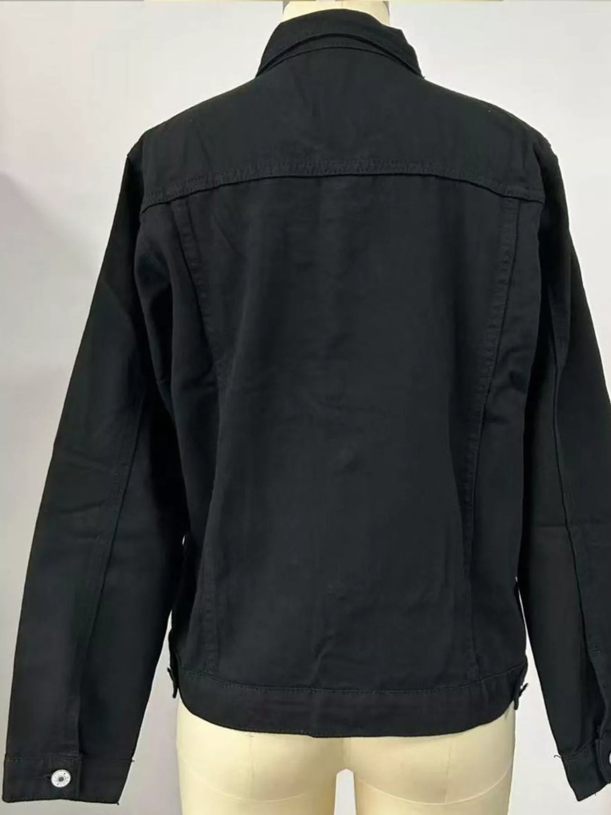 slim-fit button up denim jacket – buttoned,pocketed | dropsona - neutral - usage example