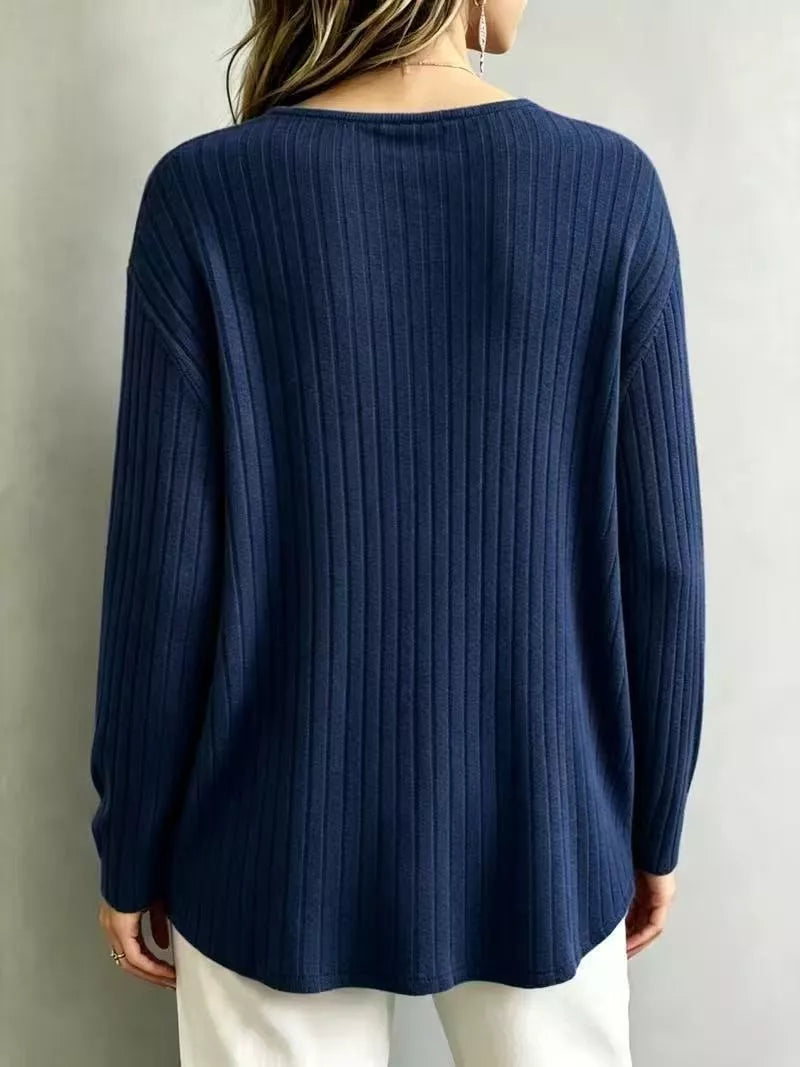 v-neck ribbed long sleeve t-shirt – | dropsona - neutral - packaging