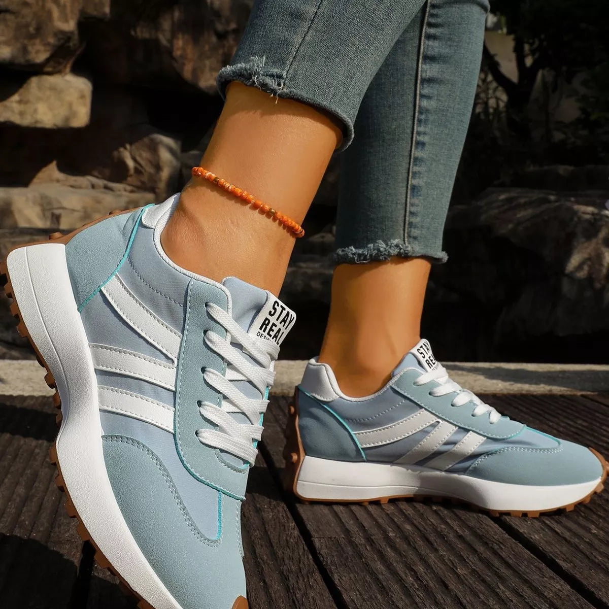 round toe lace up sneakers – modern steps | dropsona - neutral - usage example