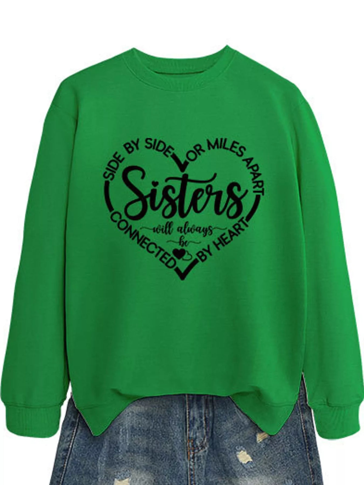 heart graphic crew neck sweatshirt | dropsona - neutral - size reference