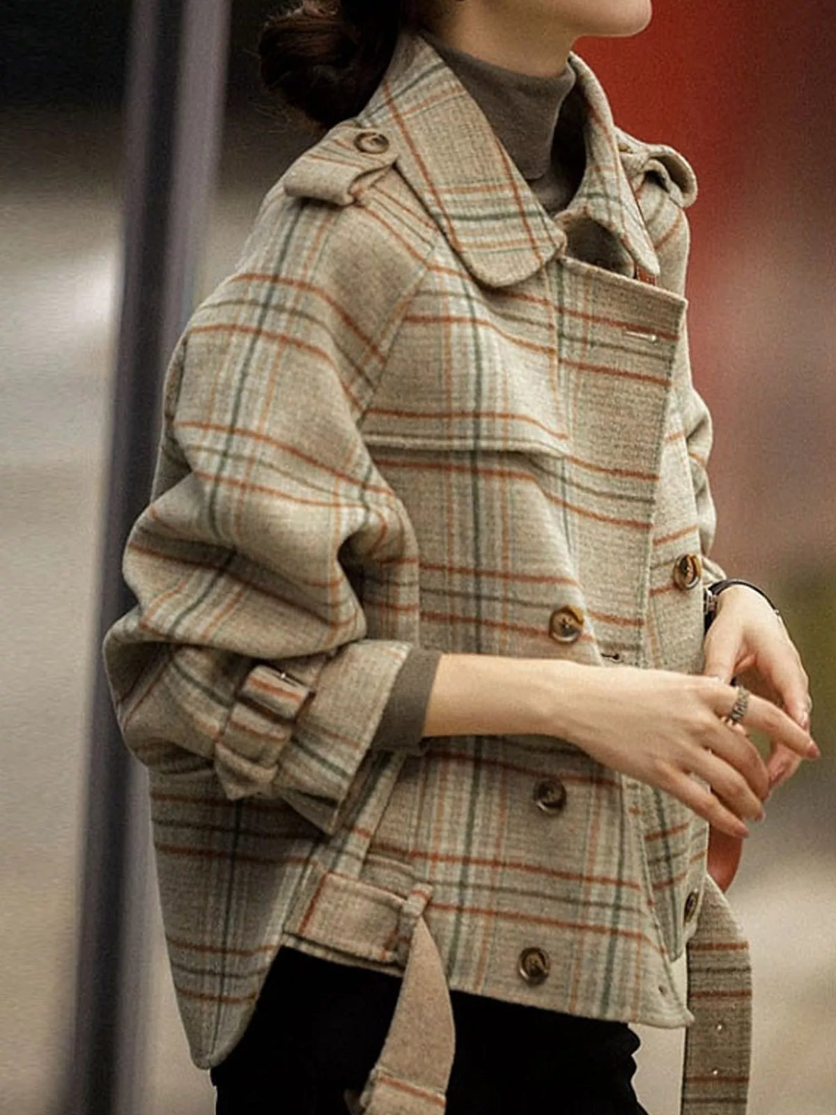 full size vintage plaid button up outerwear plus | dropsona - neutral - size reference