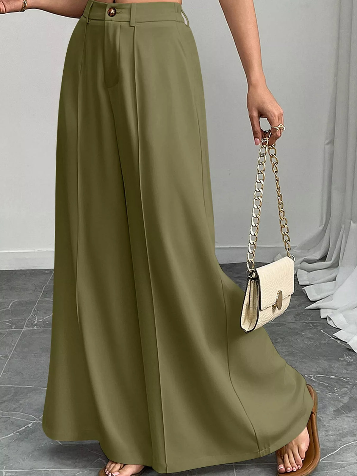 high-waisted wide-leg pants – pocketed fit | dropsona - neutral - packaging