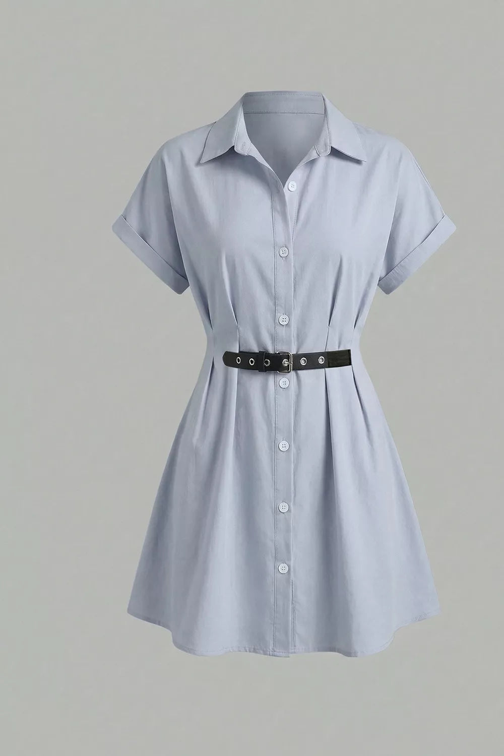 button up short sleeve shirt dress – buttoned | dropsona - neutral - material texture