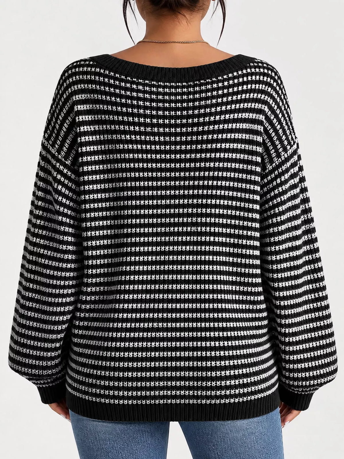 striped knit boat neck sweater – oversized,ribbed fit | dropsona - neutral - packaging