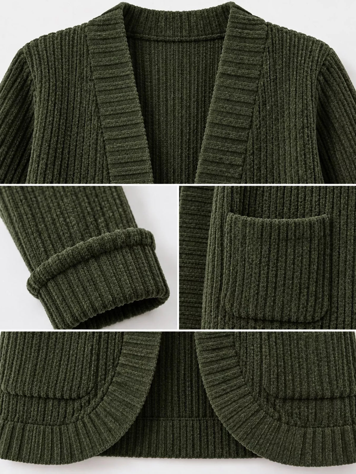 ribbed knit open front cardigan with pockets | dropsona - neutral - front view