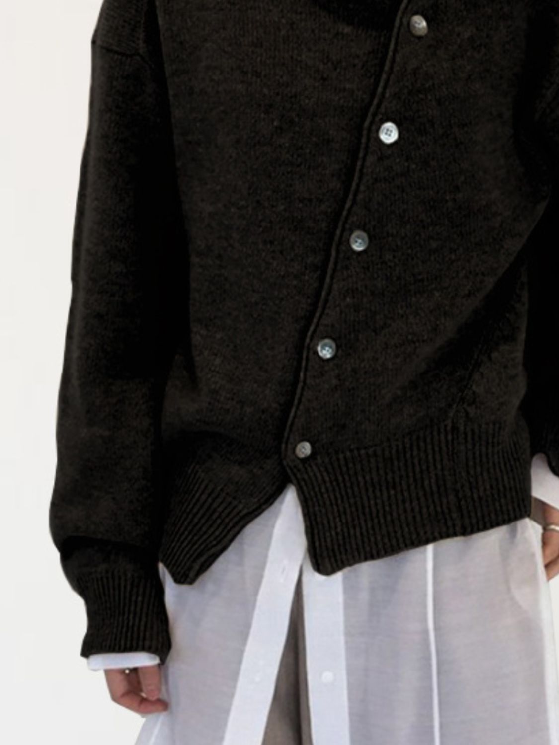 dropped shoulder buttoned cardigan – basic style | dropsona - neutral - usage example