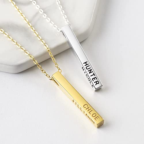 personalized mother necklace, 4 side bar kid | dropsona - neutral - usage example