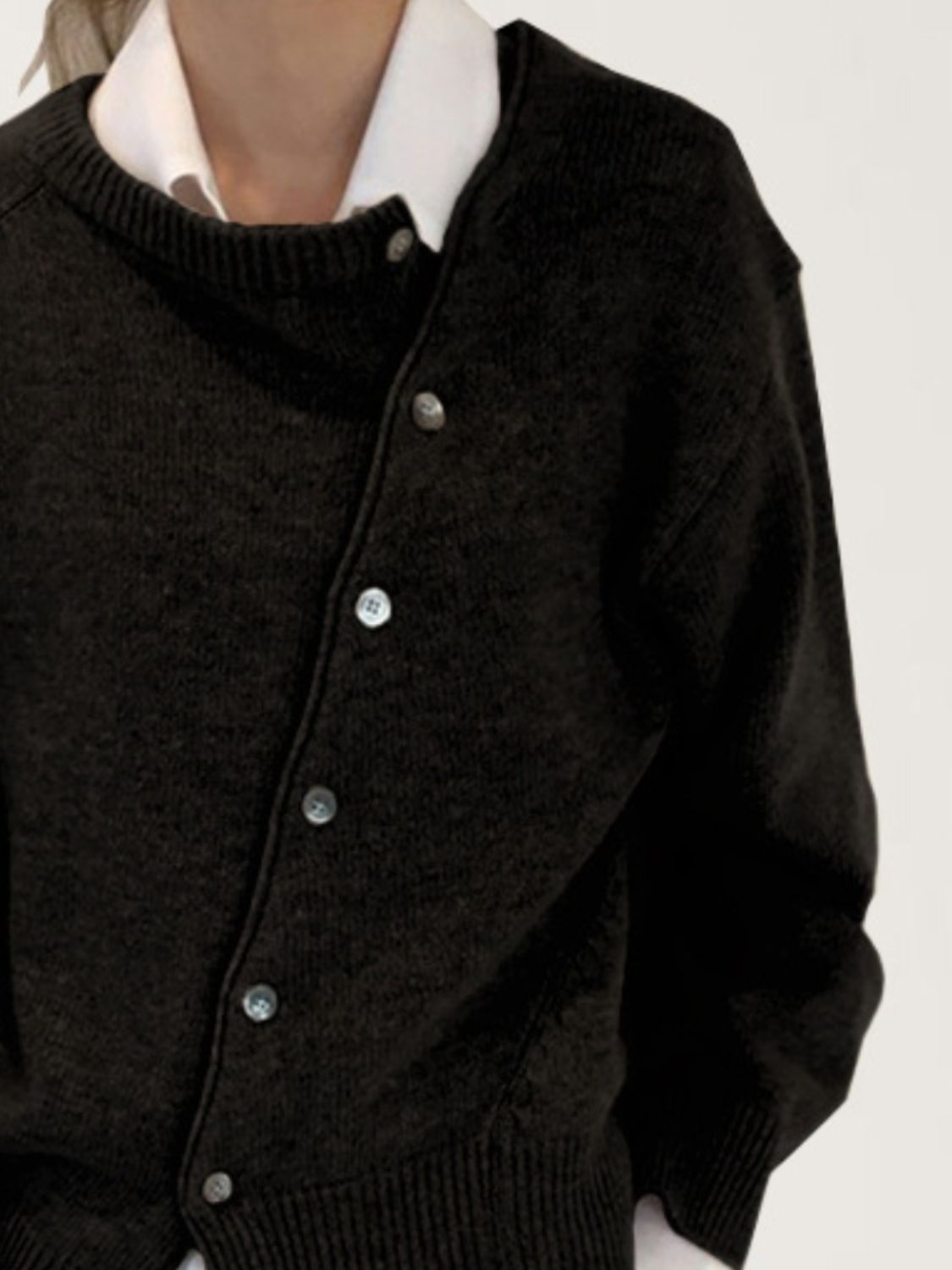 dropped shoulder buttoned cardigan – basic style | dropsona - neutral - size reference